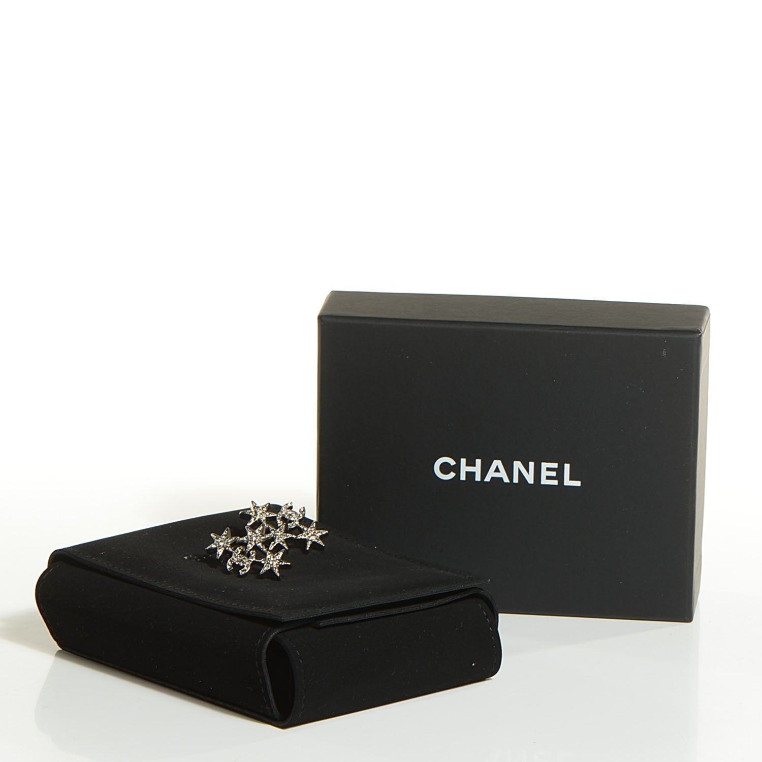 Chanel Crystal CC Star Earrings Silver 5 of 5