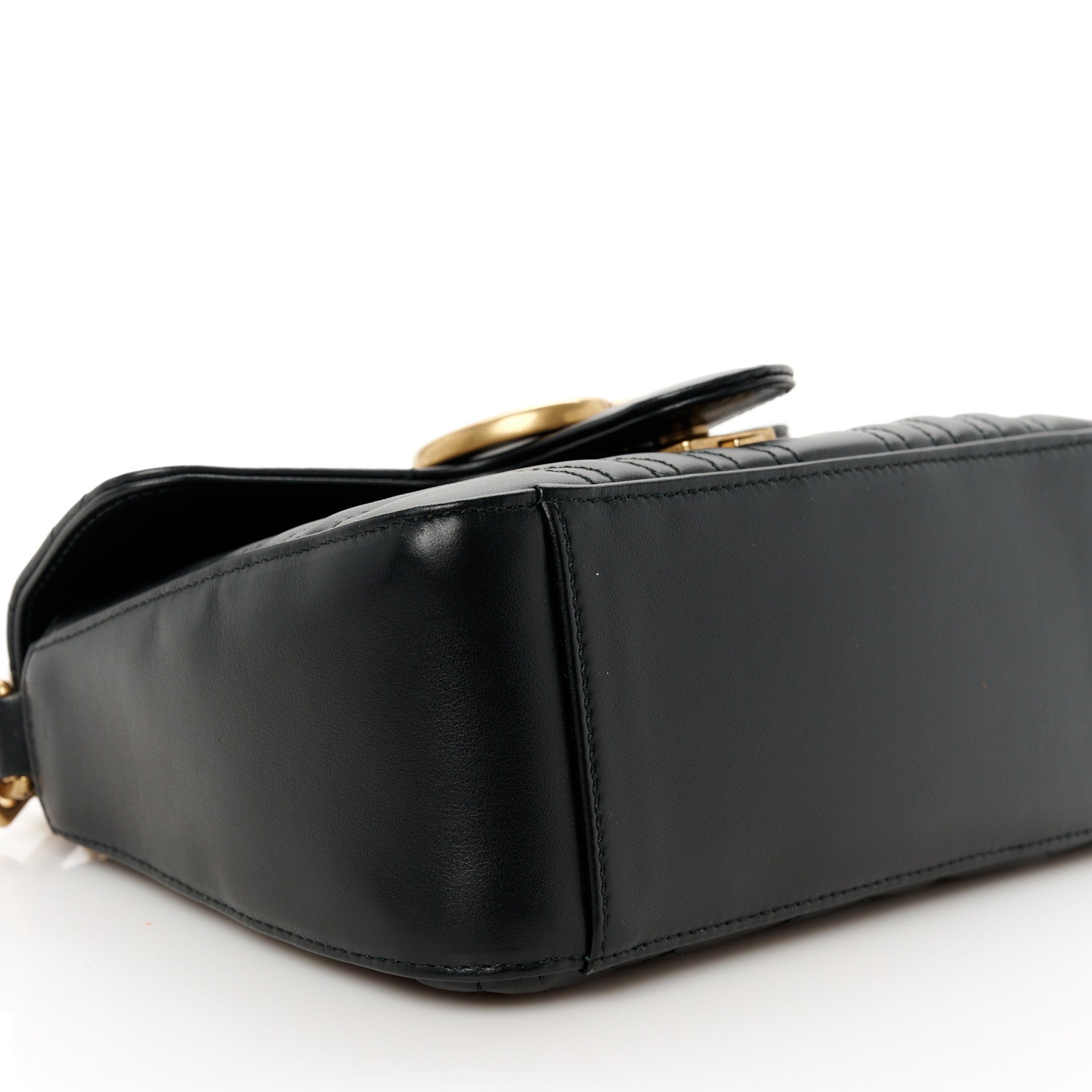 Gucci Calfskin Matelasse Mini GG Marmont Top Handle Shoulder Bag Black 9 of 10
