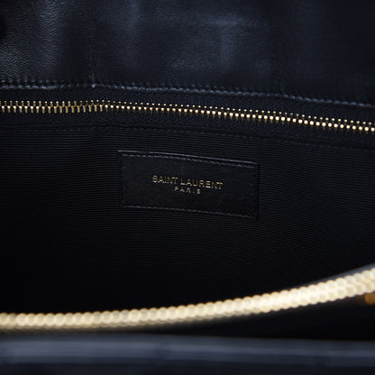 Saint Laurent Grain De Poudre Matelasse Chevron Monogram Shopping Bag Black 7 of 9
