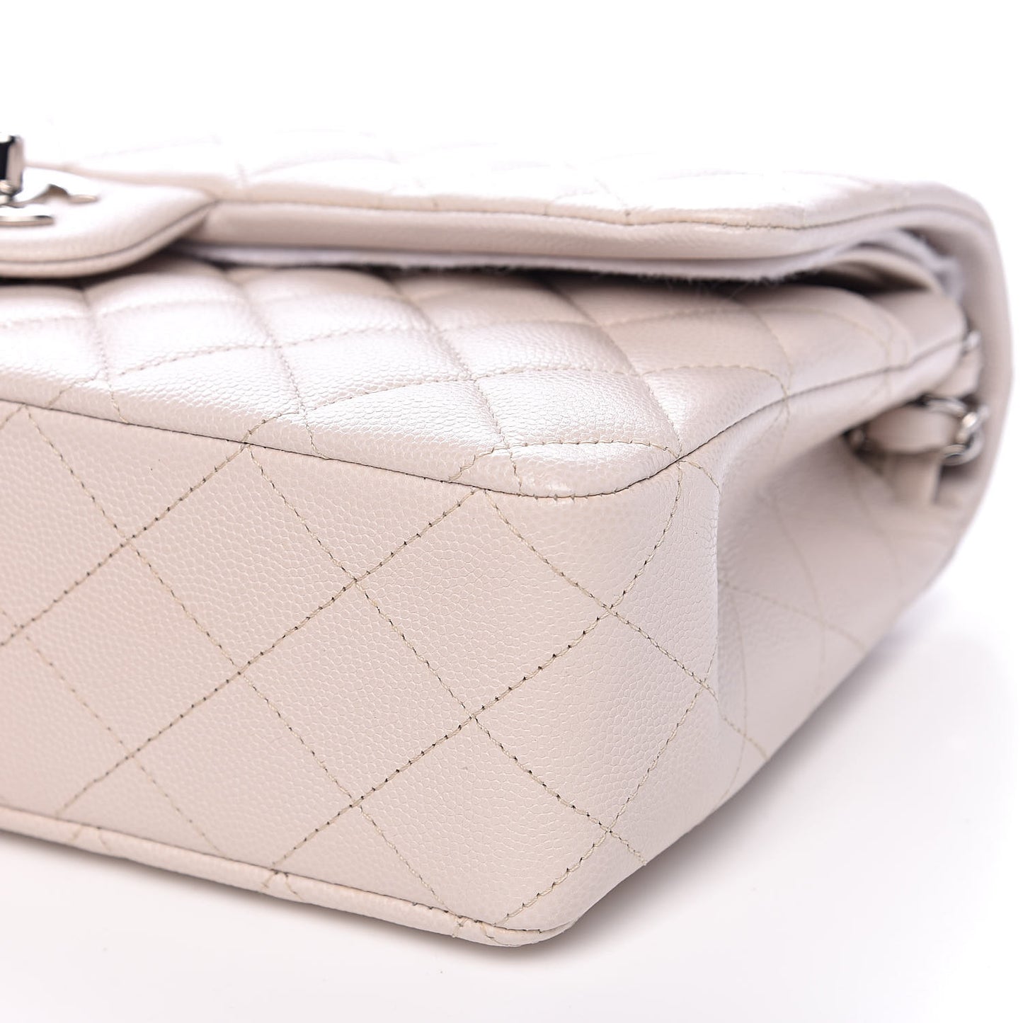 Caviar Quilted Medium Double Flap Ivory
