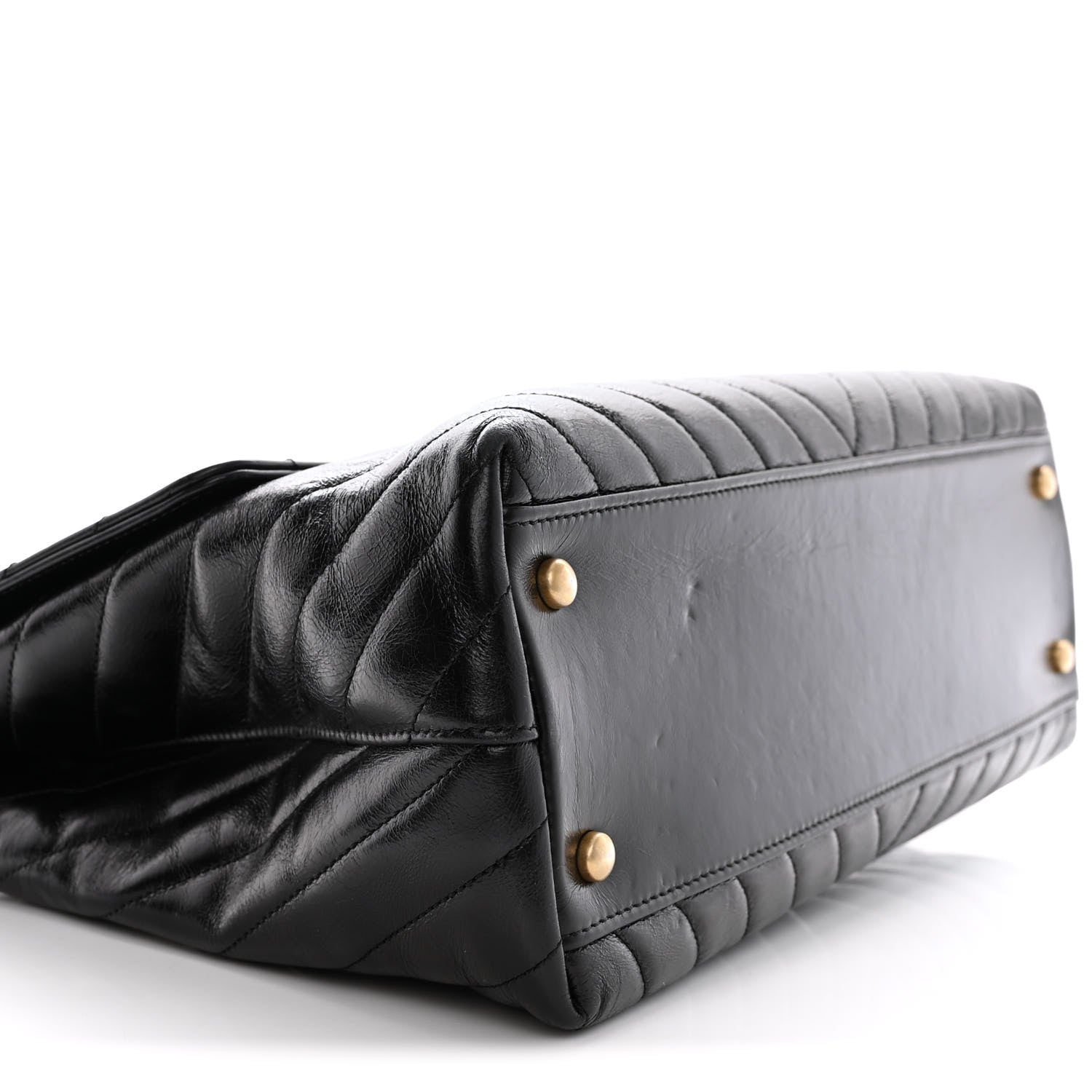 Chanel Calfskin Chevron Quilted Medium Coco Handle Flap Black 9 of 16