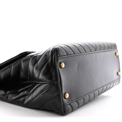 Chanel Calfskin Chevron Quilted Medium Coco Handle Flap Black 9 of 16