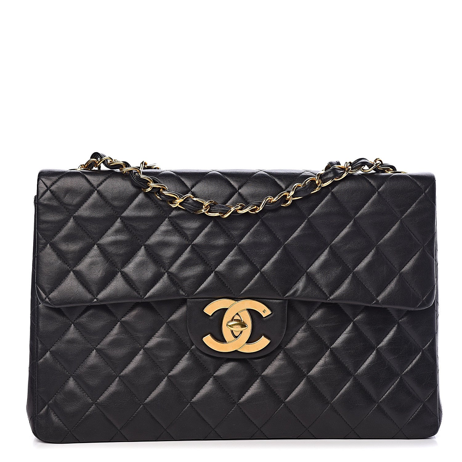 Chanel Lambskin Quilted XL Jumbo Single Flap Black 1 of 16