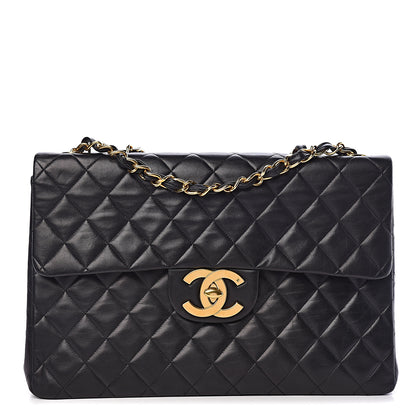 Chanel Lambskin Quilted XL Jumbo Single Flap Black 1 of 16