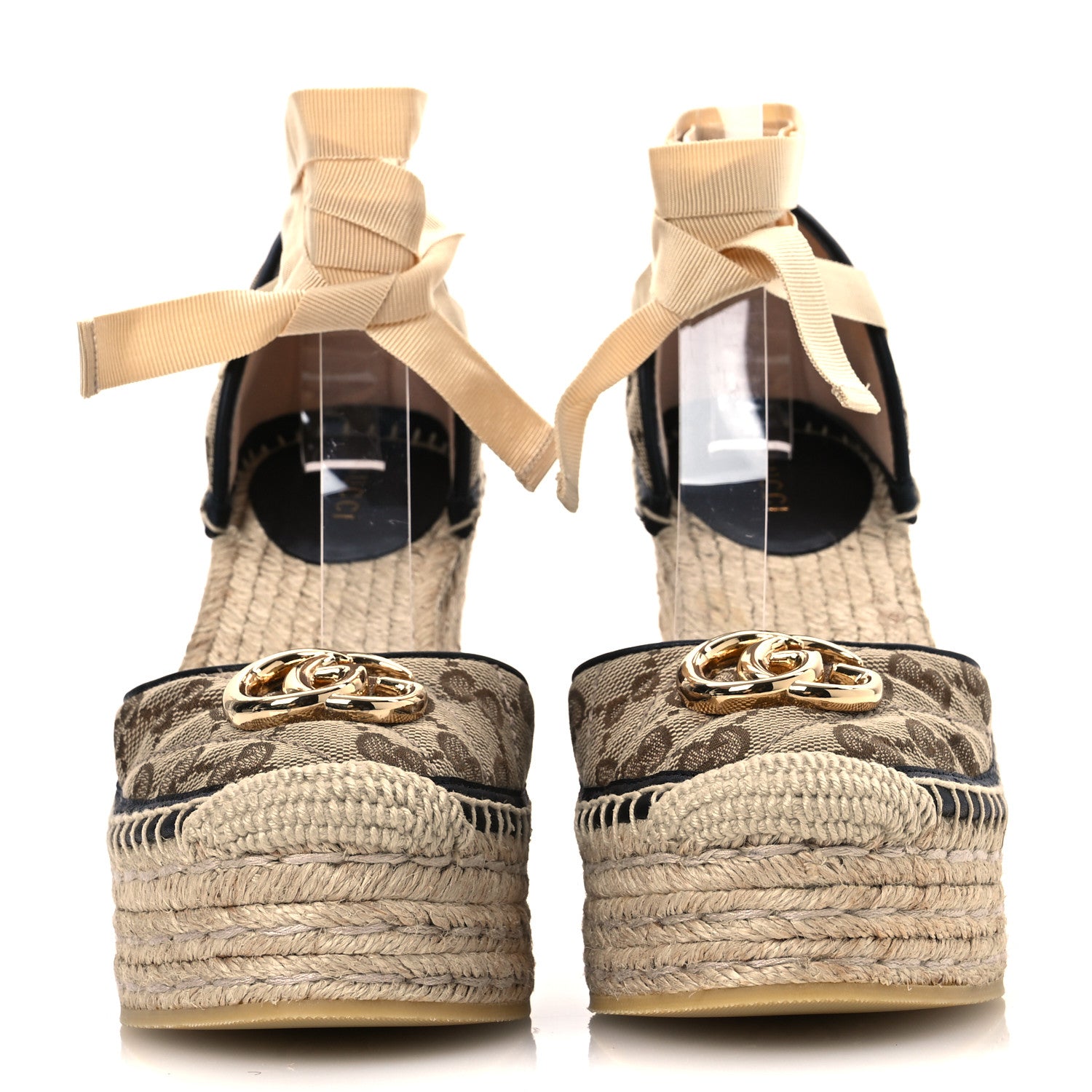 Gucci Monogram Matelasse GG Marmont Ankle Wrap Platform 35/120mm Espadrille Wedges 35 Beige Ebony Black Sand Storm 3 of 13