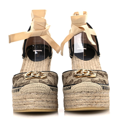 Gucci Monogram Matelasse GG Marmont Ankle Wrap Platform 35/120mm Espadrille Wedges 35 Beige Ebony Black Sand Storm 3 of 13
