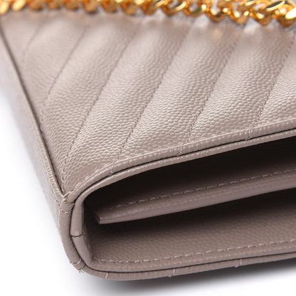 Saint Laurent Grain De Poudre Matelasse Chevron Monogram Chain Wallet Fard 12 of 15