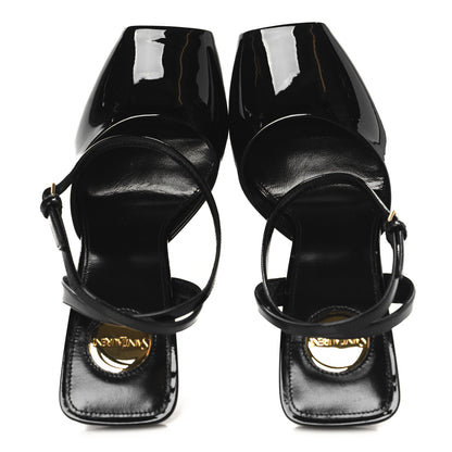 Saint Laurent Patent Calfskin La Scandale 110 Sandals 38 Black 2 of 10