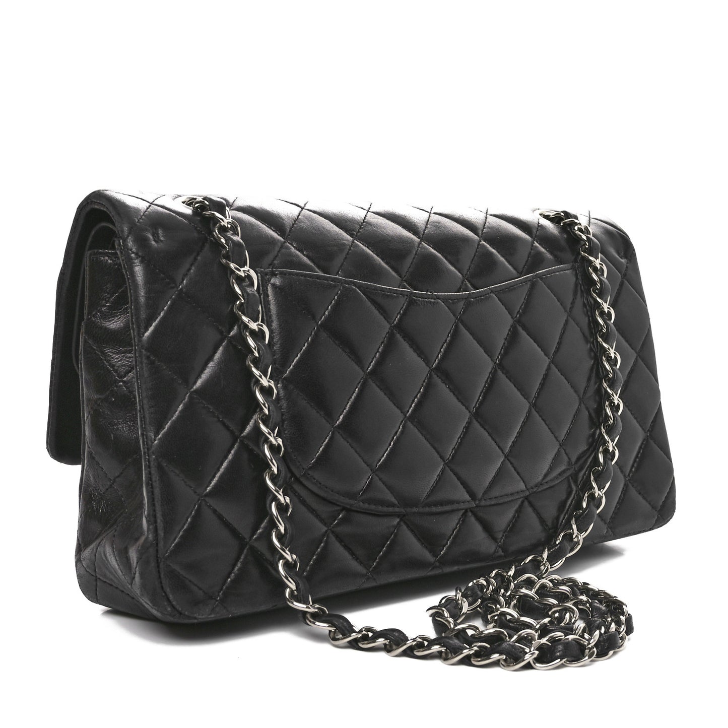 Lambskin Quilted Medium Double Flap Black