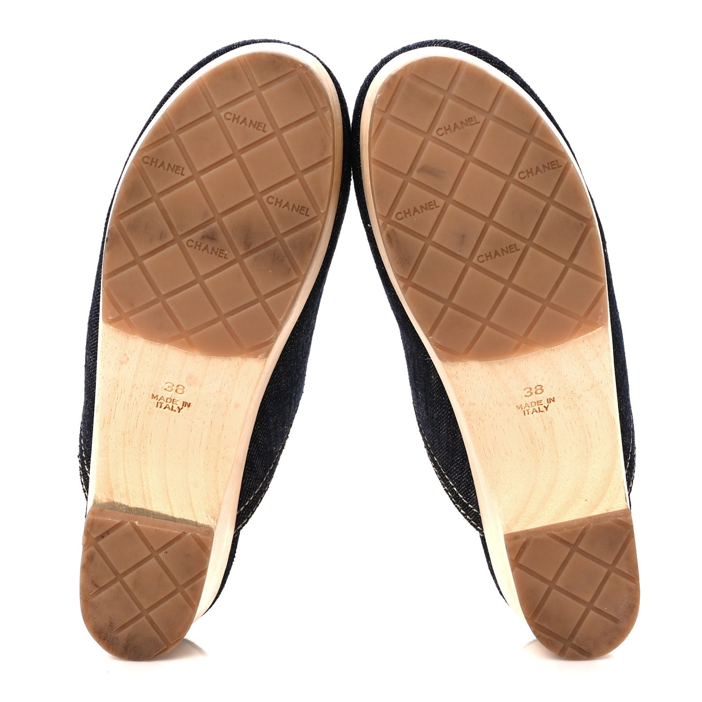 Denim Wooden CC Clogs 38 Dark Blue