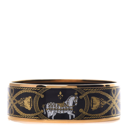 Hermes Enamel Printed Wide Grand Apparat Bracelet 62 Black 1 of 6
