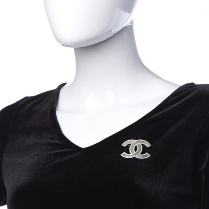 Chanel Crystal Glass CC Brooch Silver 2 of 6