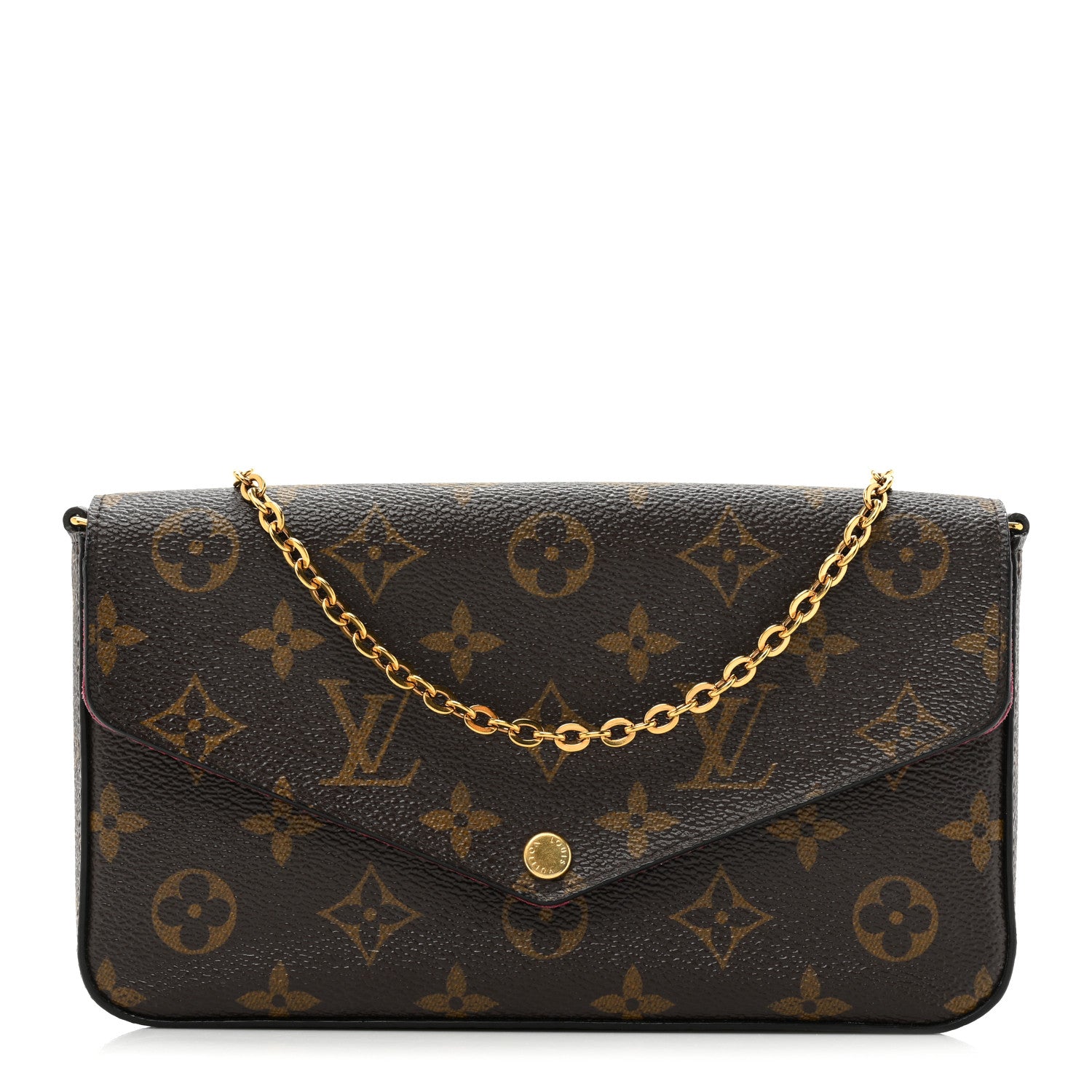 Louis Vuitton Monogram Pochette Felicie Chain Wallet Fuchsia 1 of 15