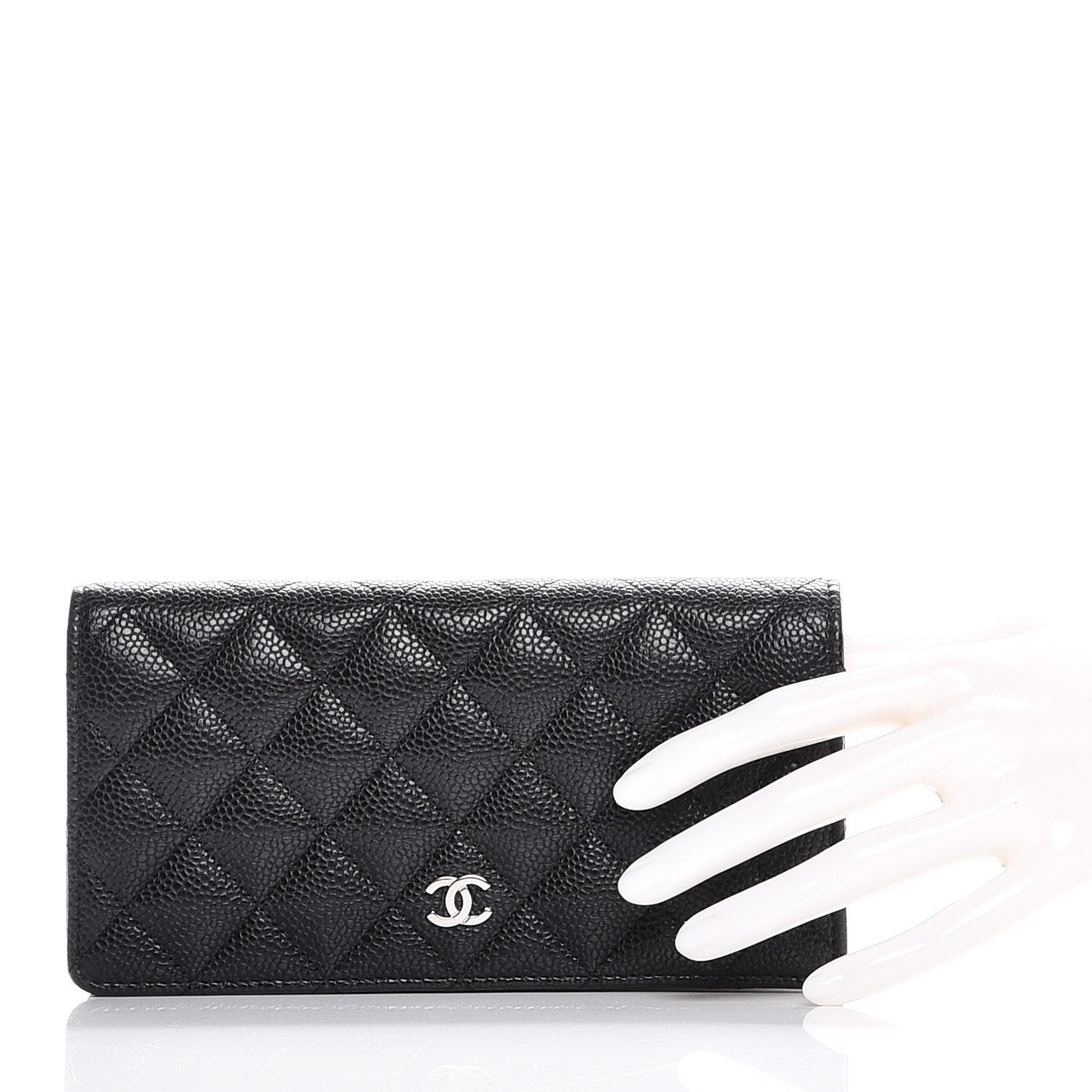 Chanel Caviar Quilted Yen Wallet Black 2 of 9
