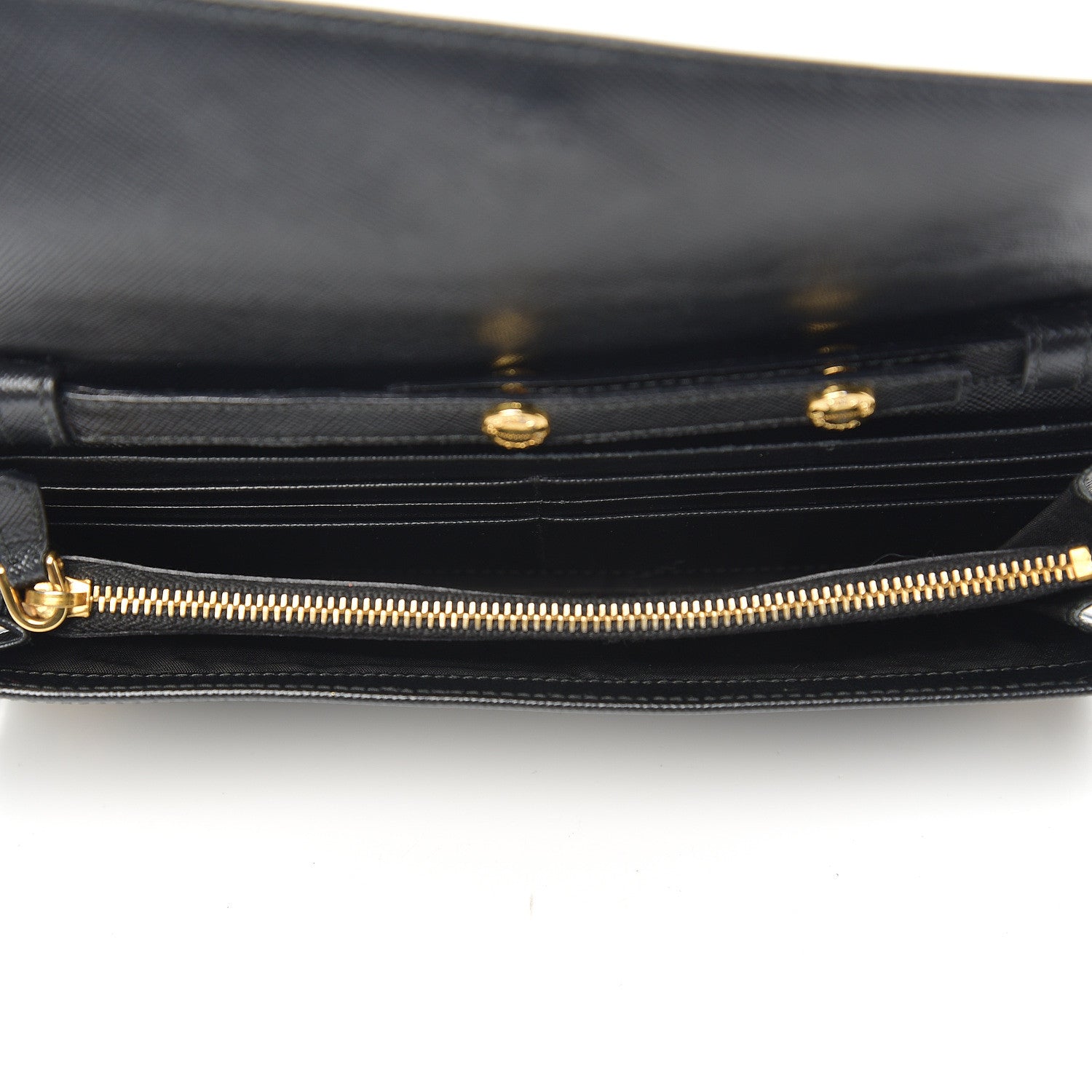 Prada Saffiano Metal Oro Chain Wallet Black 4 of 11