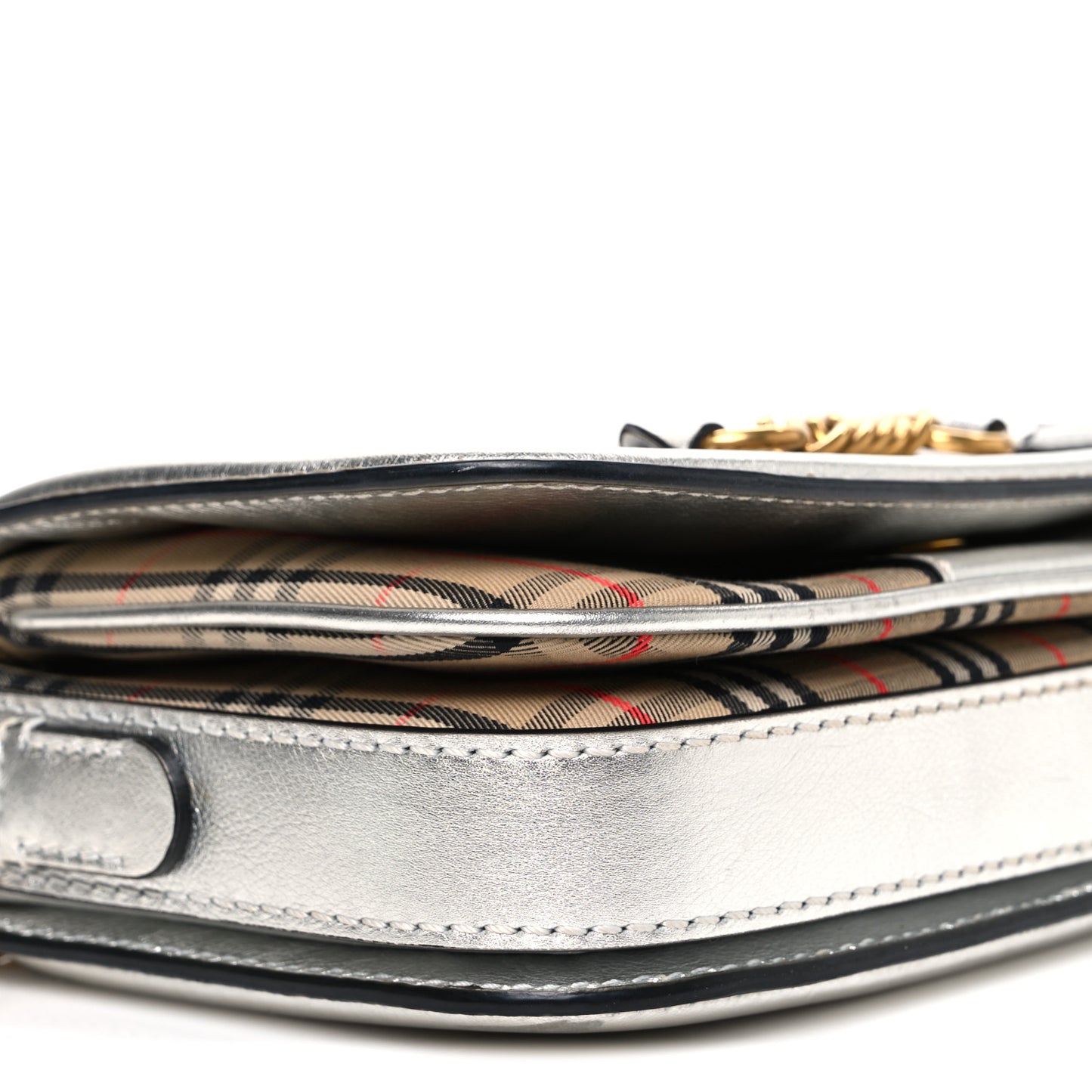 Smooth Calfskin 1983 Knight Check Link Shoulder Bag Silver