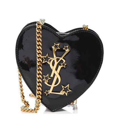 Saint Laurent Patent Small Love Heart Chain Bag Black 1 of 9