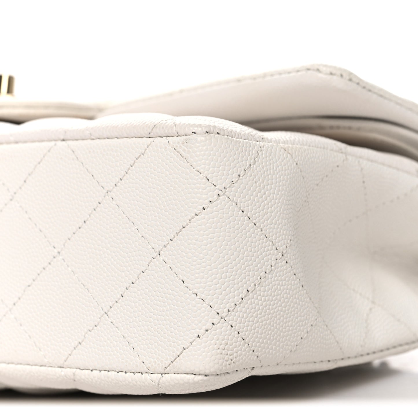 Caviar Quilted Medium Double Flap White