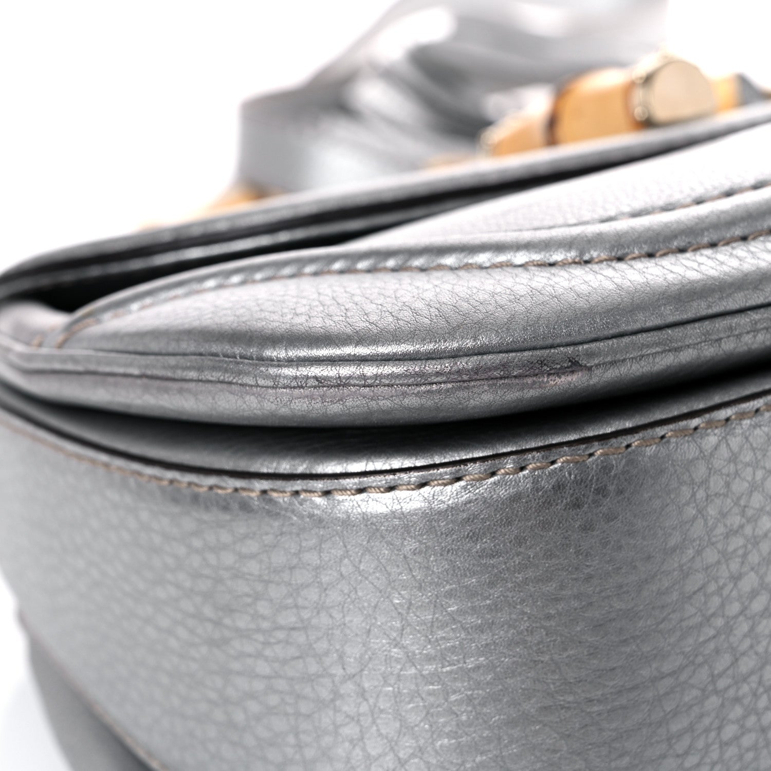 Gucci Metallic Calfskin Medium New Bamboo Top Handle Bag Silver 9 of 17