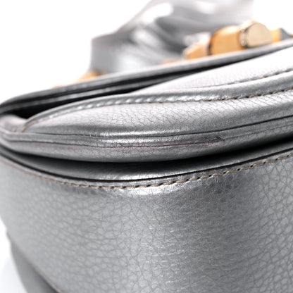 Gucci Metallic Calfskin Medium New Bamboo Top Handle Bag Silver 9 of 17