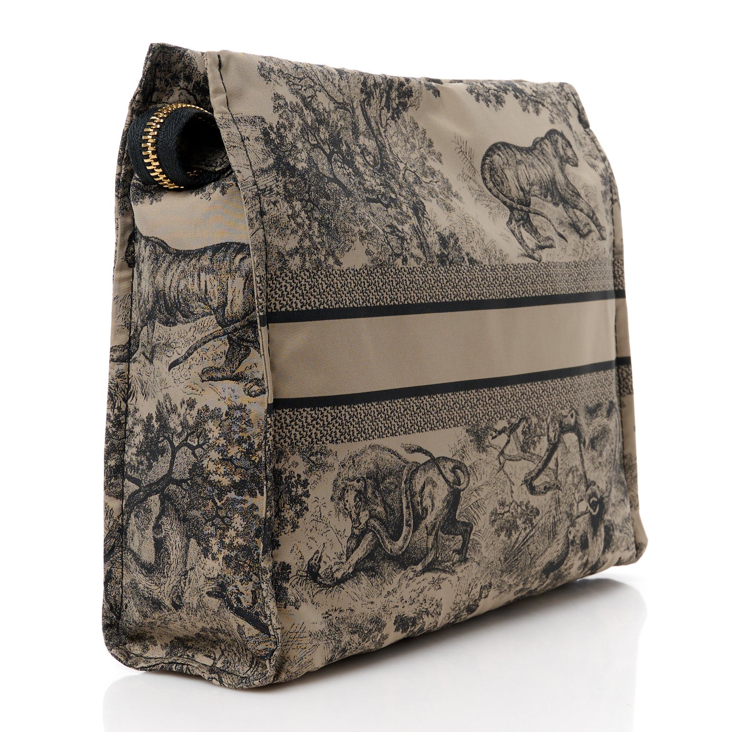 Christian Dior Canvas Embroidered Toile De Jouy Diortravel Zipped Pouch Brown 3 of 9