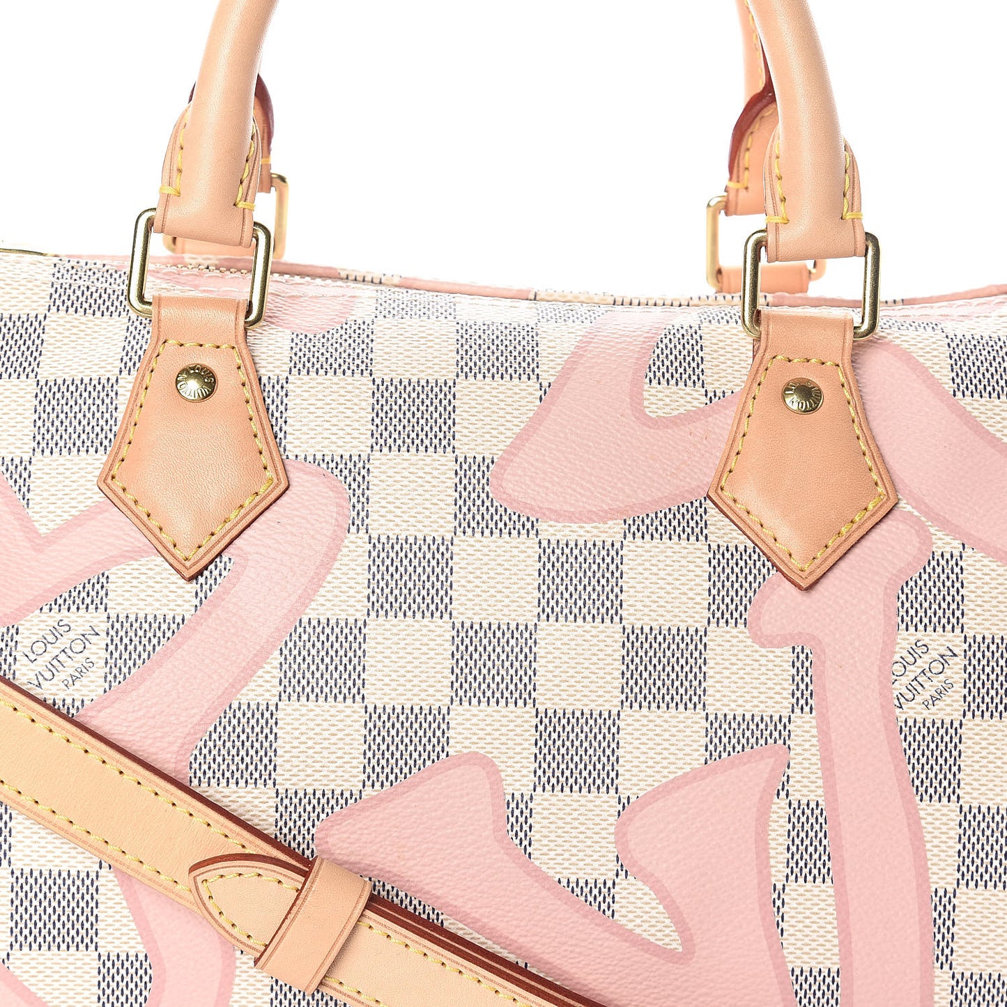 Damier Azur Tahitienne Speedy Bandouliere 30 Rose Ballerine