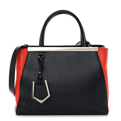 Fendi Vitello Elite Bi-Color Petite 2Jours Tote Blue Notte Papavero 1 of 11