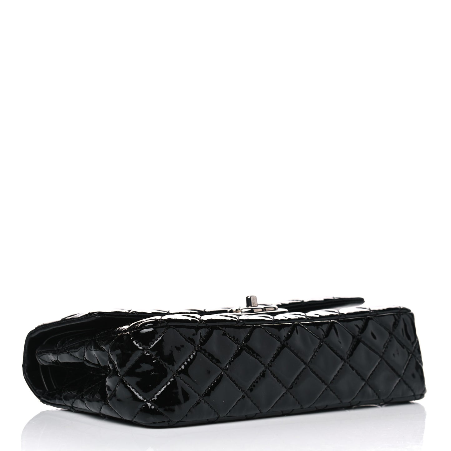 Patent Quilted Medium Double Flap Black