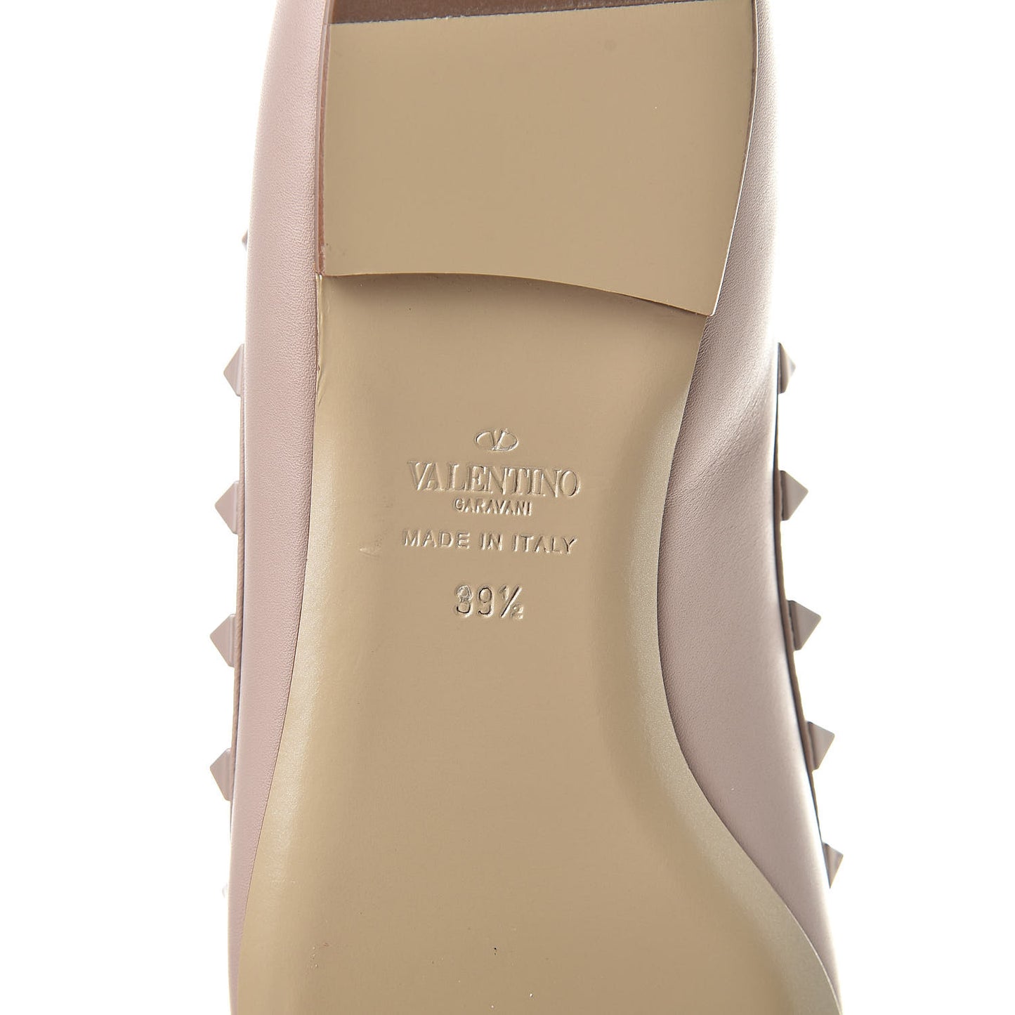 Calfskin Lacquered Monochrome Rockstud Ballerina Flats 39.5 Poudre
