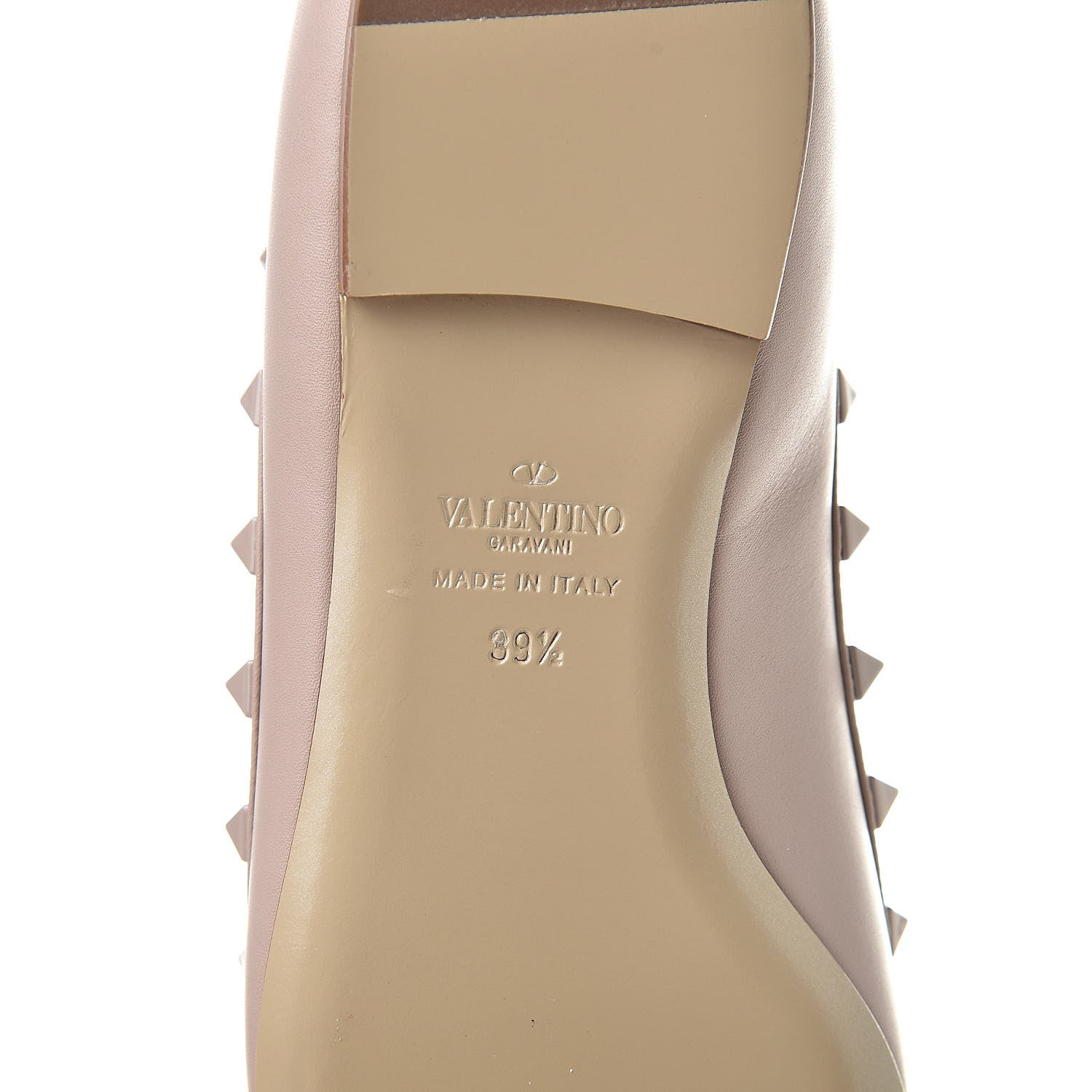 Valentino Garavani Calfskin Lacquered Monochrome Rockstud Ballerina Flats 39.5 Poudre 6 of 8