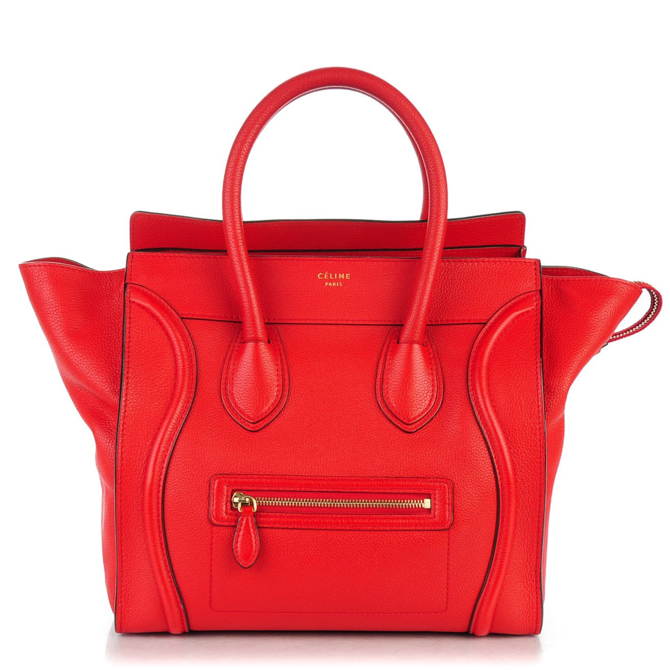 Drummed Calfskin Mini Luggage Coquelicot