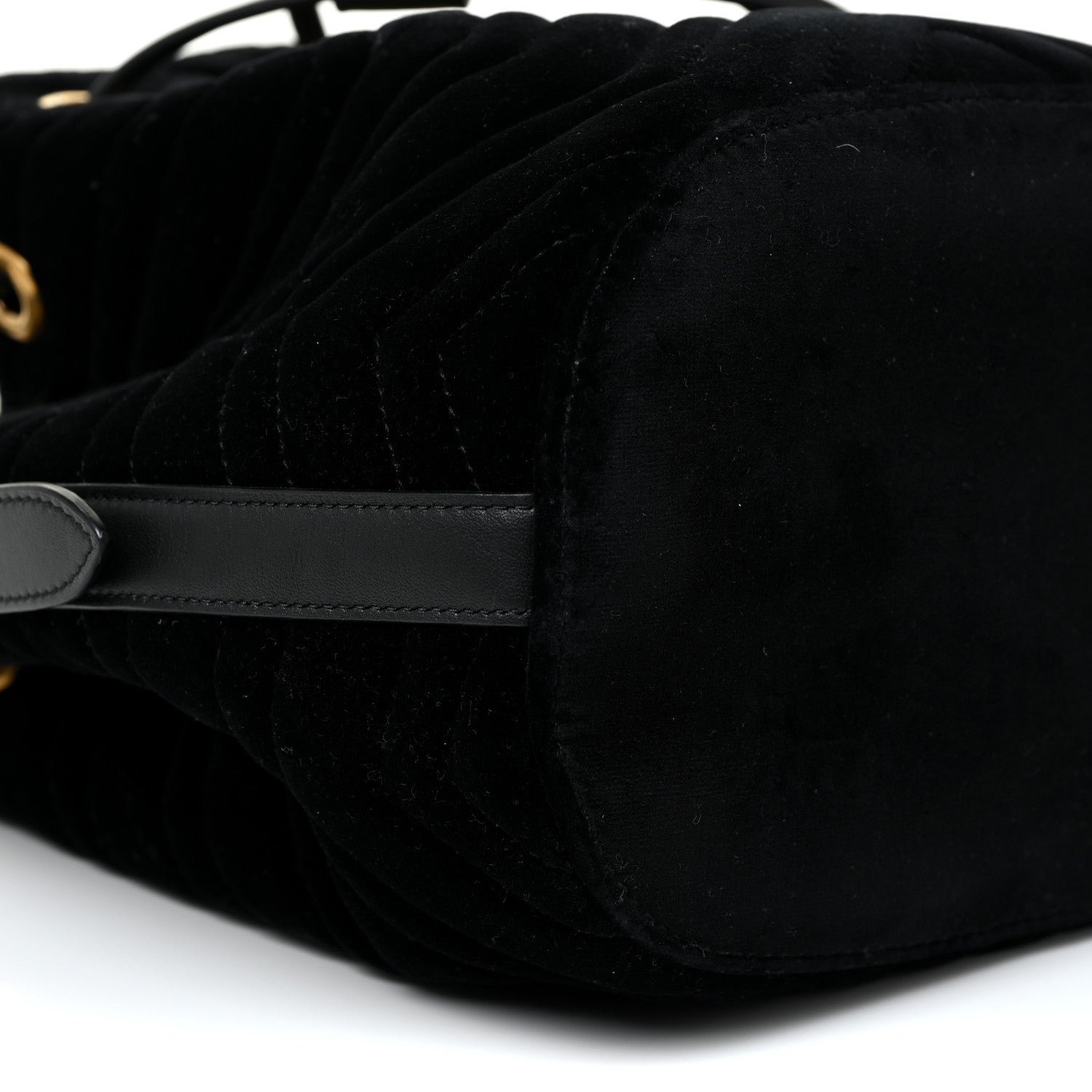 Gucci Velvet Matelasse GG Marmont Bucket Bag Black 8 of 12