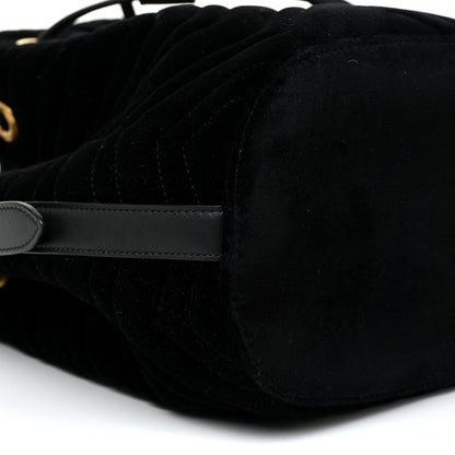 Gucci Velvet Matelasse GG Marmont Bucket Bag Black 8 of 12