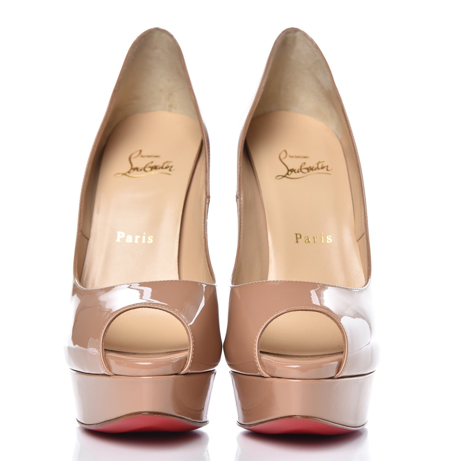 Christian Louboutin Patent Lady Peep 150 Pumps 39 Nude 2 of 11