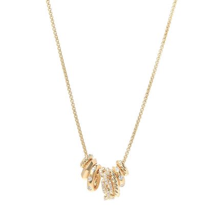 David Yurman 18K Yellow Gold Diamond Stax Rondelle Pendant Necklace 1 of 5