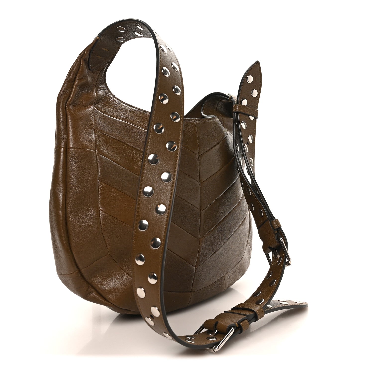 Valentino Garavani Shiny Nappa Chevron Patchwork Small Hoboho Bag Tundra 2 of 8