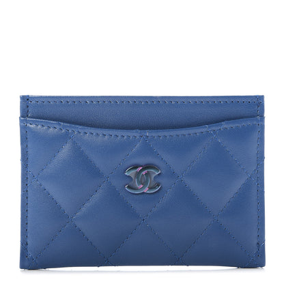 Chanel Lambskin Quilted Card Holder Blue Pink 1 of 10
