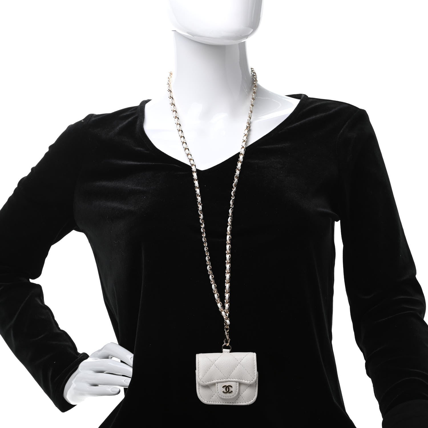 Chanel Caviar Quilted Airpods Pro Case White 2 of 9
