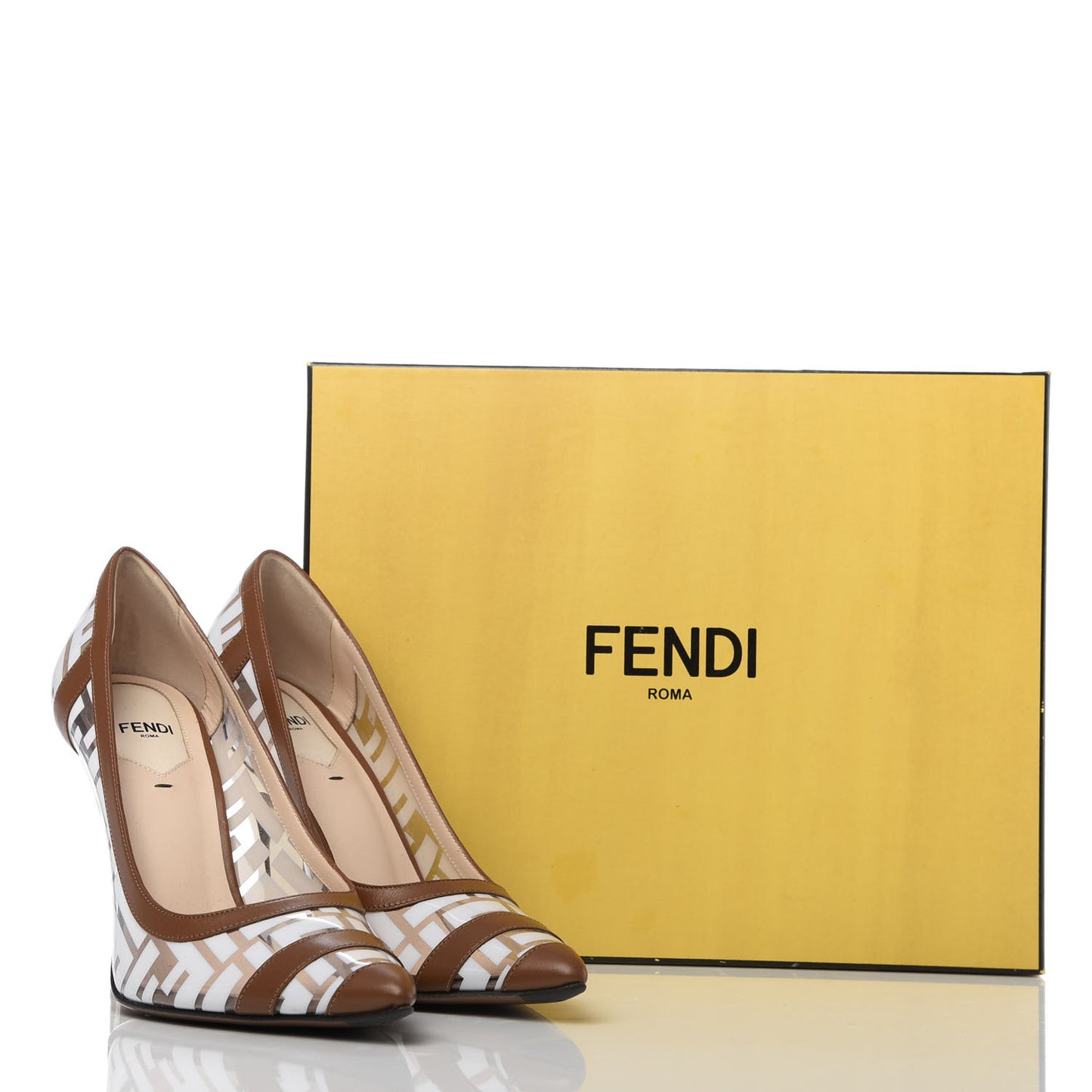 PVC Calfskin FF Colibri High-Heel Pumps 39 White Cuoio