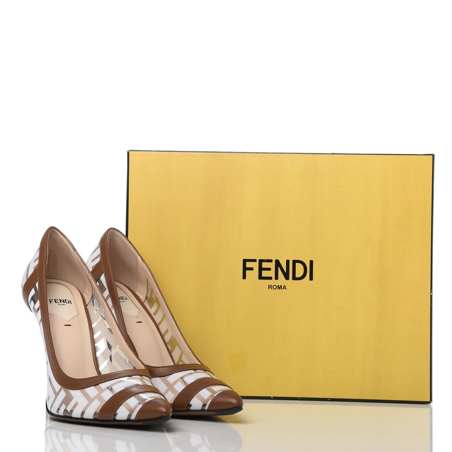 Fendi PVC Calfskin FF Colibri High-Heel Pumps 39 White Cuoio 9 of 9