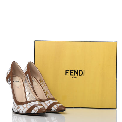 Fendi PVC Calfskin FF Colibri High-Heel Pumps 39 White Cuoio 9 of 9
