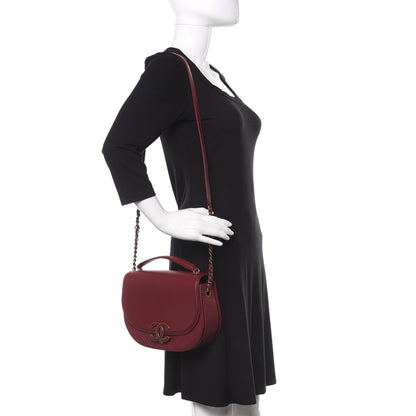 Chanel Shiny Calfskin Goatskin Quilted Medium Coco Curve Messenger Flap Burgundy 2 of 11