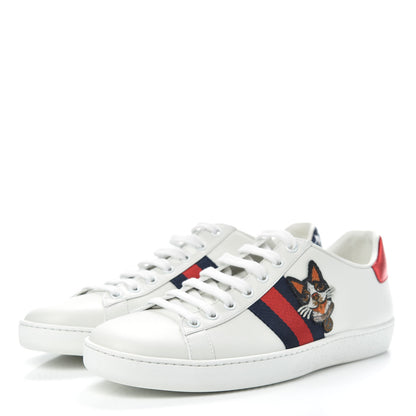 Gucci Calfskin Web Bosco Embroidered Ace Sneakers 39.5 White 3 of 11