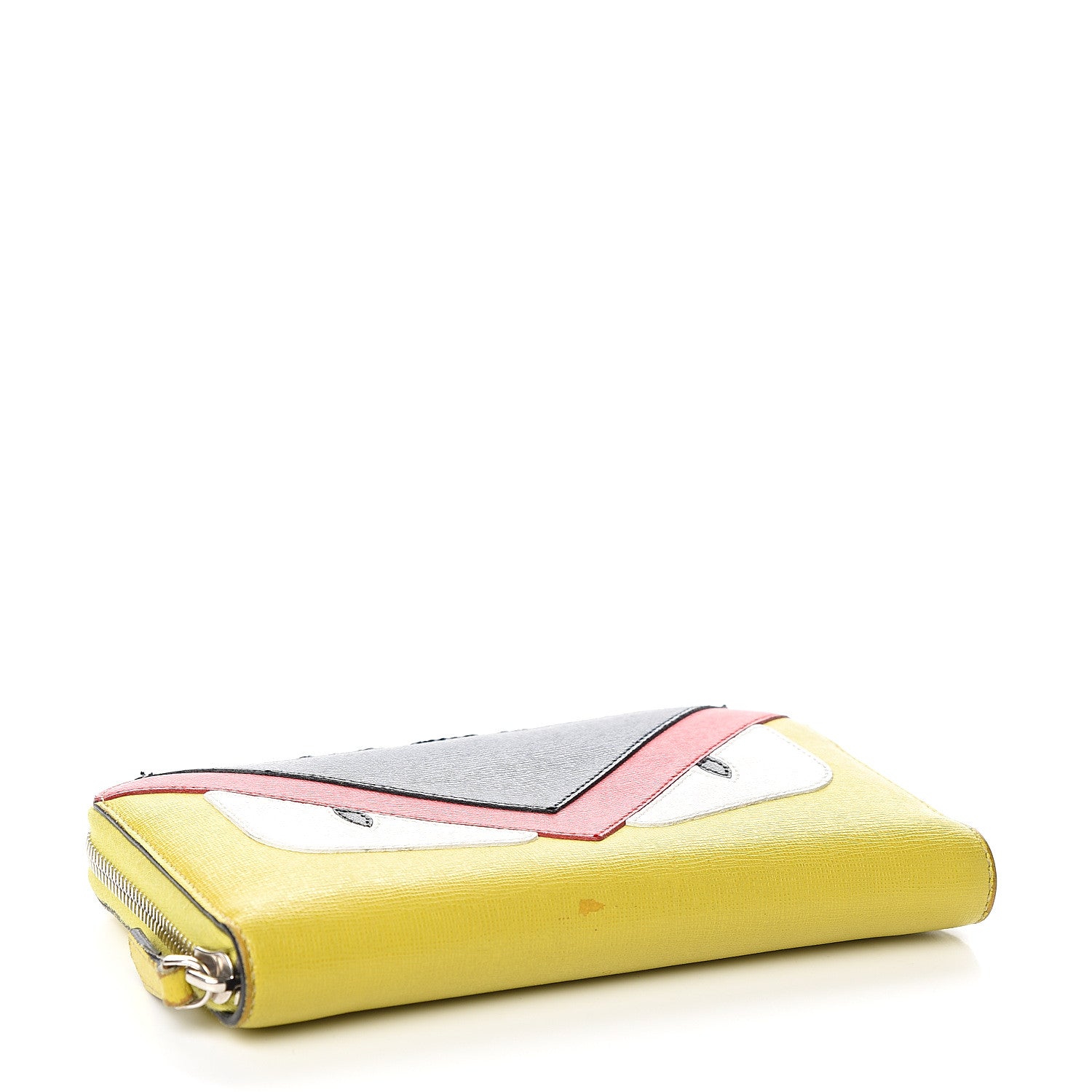 Fendi Vitello Elite Monster Eyes Inlay Bi-Color Zip Around Wallet Cedro Rosso Multicolor 3 of 8