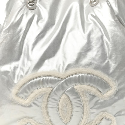 Chanel Vinyl Mohair Trimmed CC Bonbons Tote Silver 8 of 17