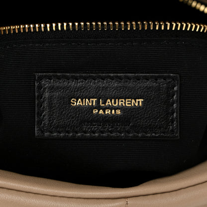 Saint Laurent Lambskin Quilted Medium Loulou Puffer Monogram Chain Satchel Dark Beige 6 of 11
