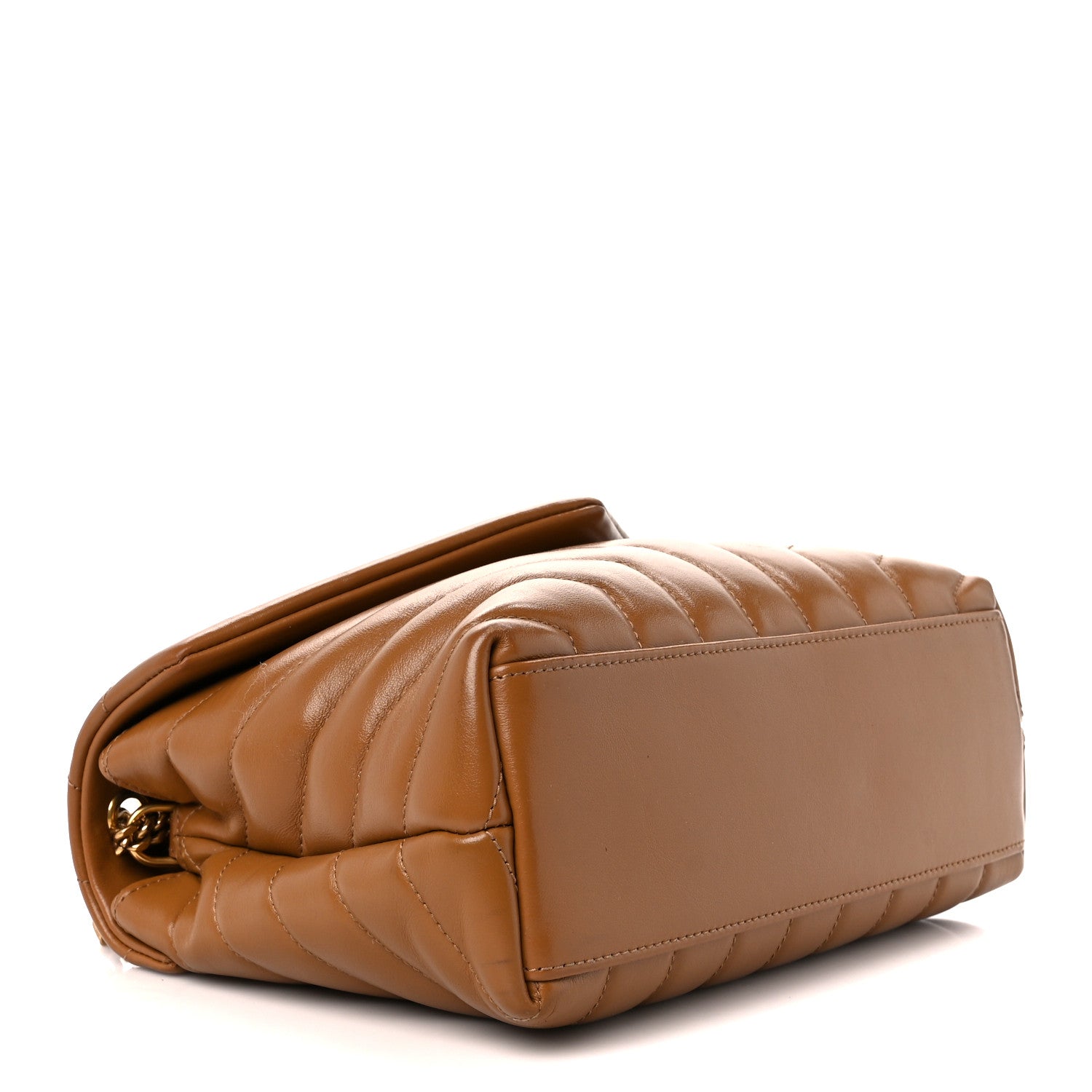 Saint Laurent Calfskin Y Quilted Monogram Small Loulou Chain Satchel Dark Natural 4 of 12