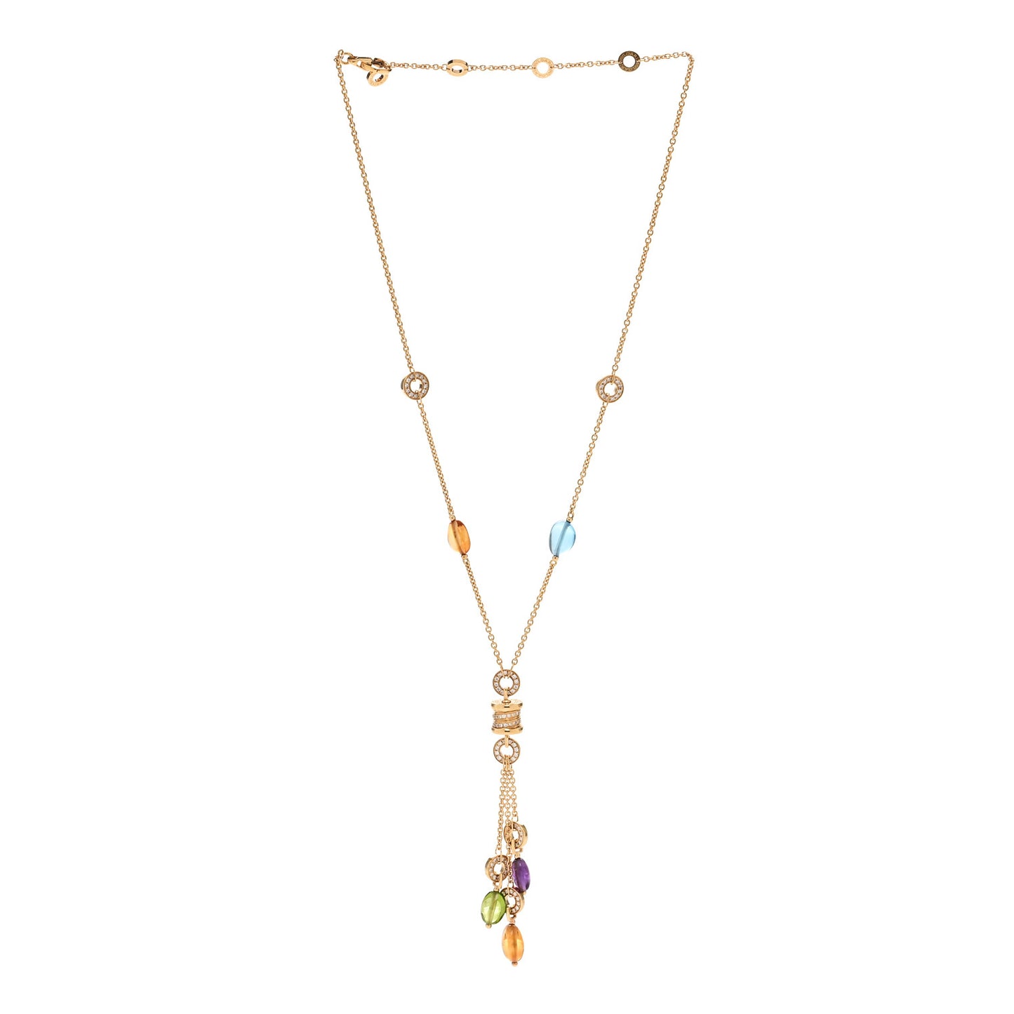 18K Yellow Gold Diamond Multi-Gemstone B.Zero Lavallier Necklace