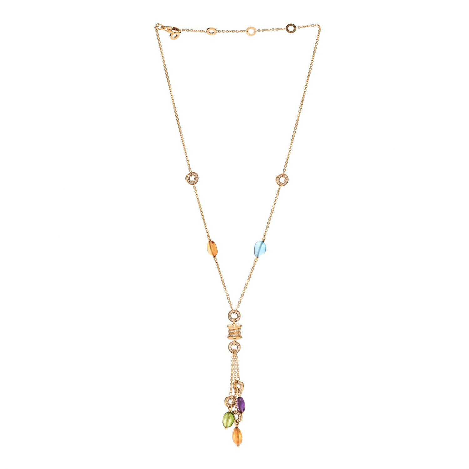 Bulgari 18K Yellow Gold Diamond Multi-Gemstone B.Zero Lavallier Necklace 3 of 5