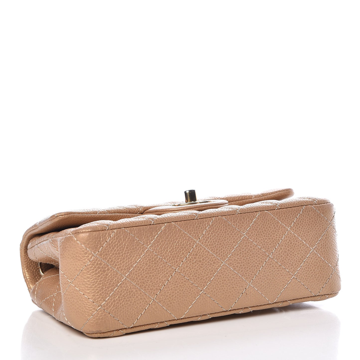 Metallic Caviar Quilted Mini Rectangular Flap Bronze